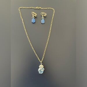 Set necklace and earrings (blue and silver)